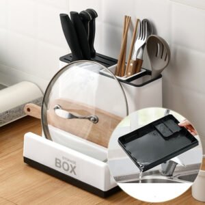 Support de rangement pour couteaux et ustensiles – Organisateur plastique pratique pour cuisine et plan de travail
