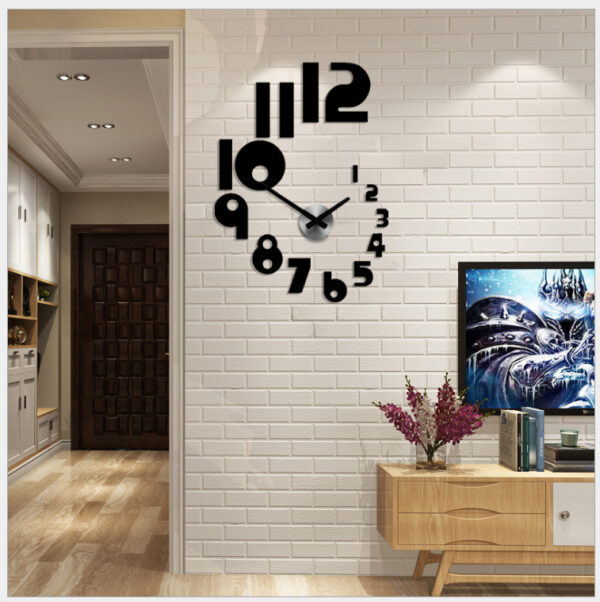 Horloge Murale Design Noire – Chiffres 3D & Style Moderne