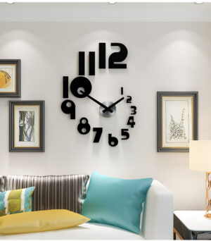 Horloge Murale Design Noire – Chiffres 3D & Style Moderne