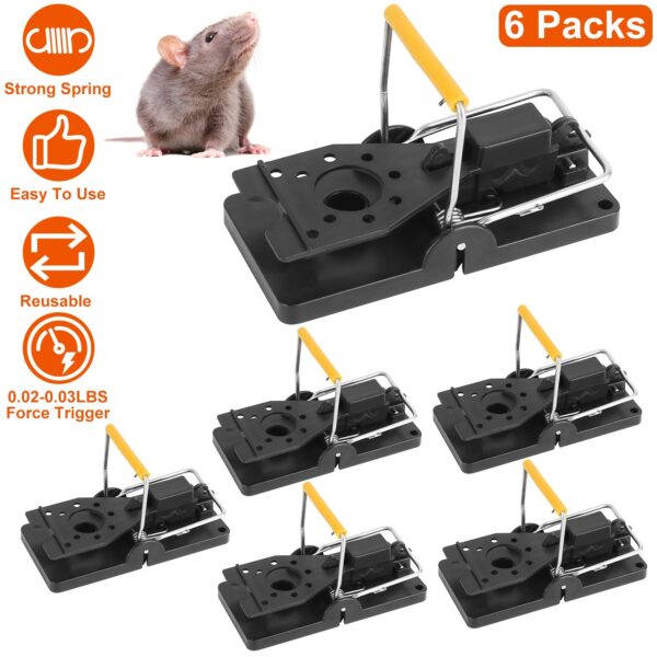 Lot de 6 Pièges à Souris et Rats Réutilisables – Pièges Mécaniques Puissants Anti-Rongeurs