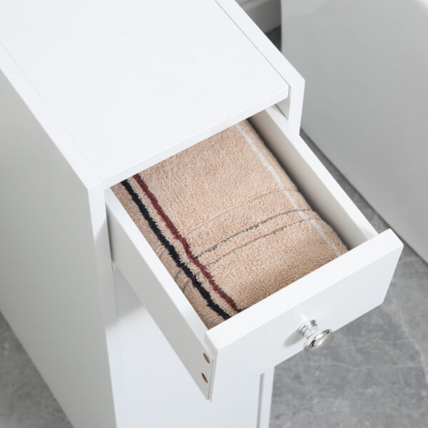 Meuble de rangement étroit pour salle de bain – Colonne compacte avec tiroirs et porte papier toilette