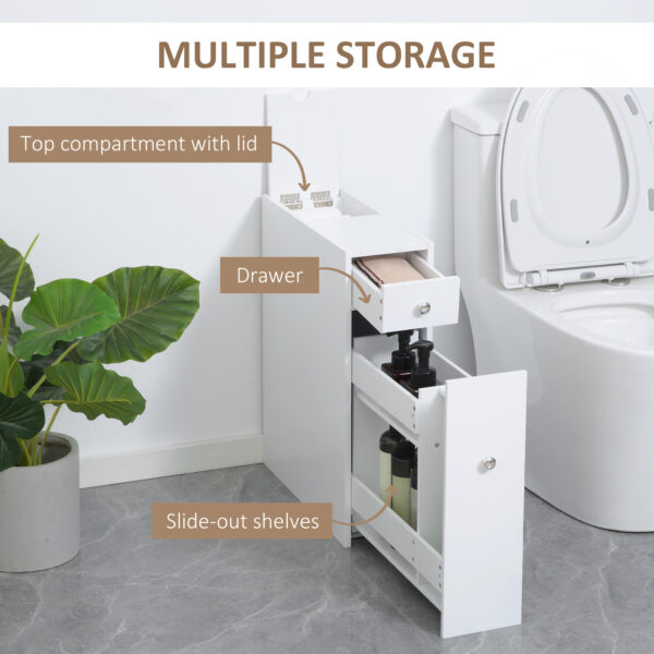 Meuble de rangement étroit pour salle de bain – Colonne compacte avec tiroirs et porte papier toilette