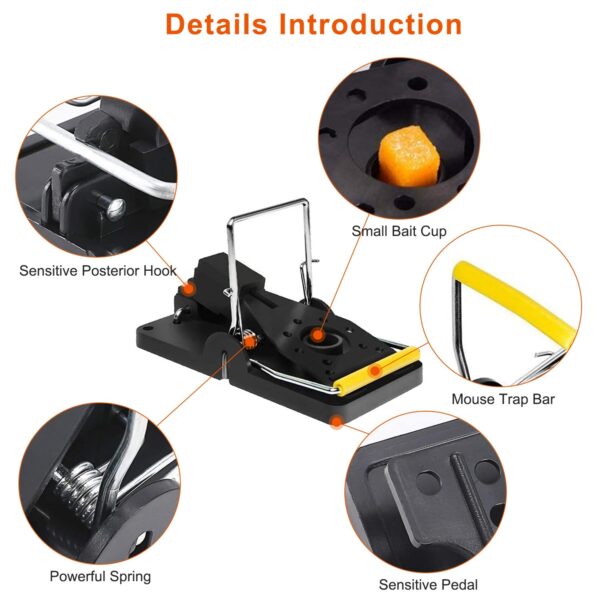 Lot de 6 Pièges à Souris et Rats Réutilisables – Pièges Mécaniques Puissants Anti-Rongeurs
