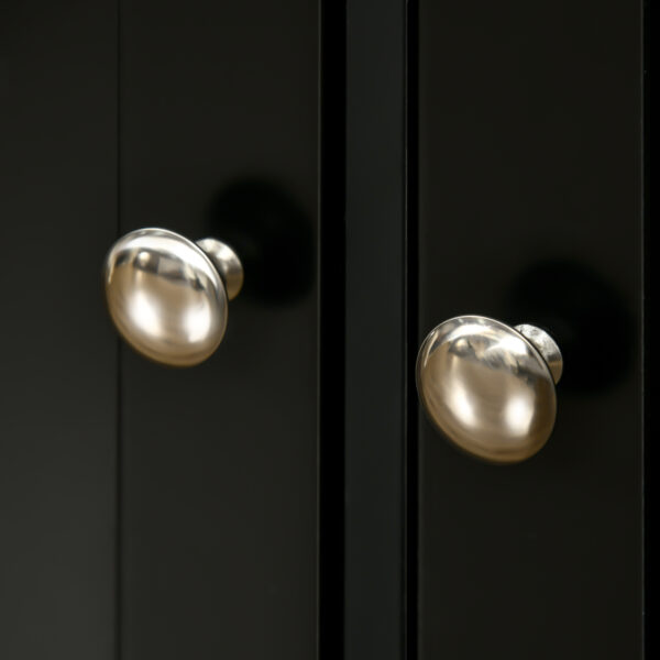 Meuble de Rangement de Cuisine Noir avec Plateau en Bois Massif, Étagère Ajustable et 3 Tiroirs