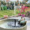 Fontaine Solaire Flottante de Jardin – Jet d’Eau Rond Classique avec 4 Modes de Projection, Pompe Silencieuse Sans Batterie