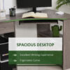 Bureau d’Angle en L avec Étagères, Tiroir & Support CPU – Bureau Informatique Moderne Gris