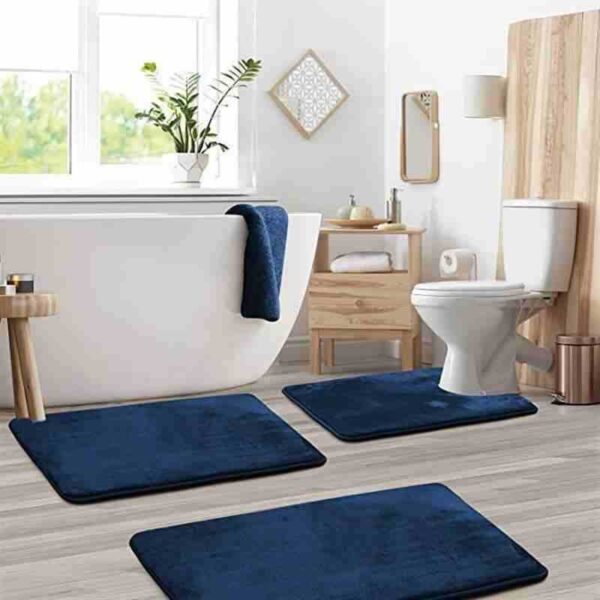 Ensemble de Tapis de Salle de Bain Antidérapants en Polaire Corail – Lot 3 Pièces Doux & Lavable
