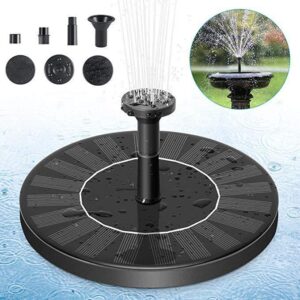 Fontaine Solaire Flottante de Jardin – Jet d’Eau Rond Classique avec 4 Modes de Projection, Pompe Silencieuse Sans Batterie