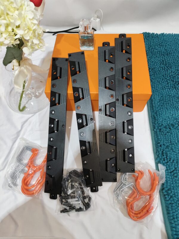 Support Mural Métallique pour Outils – Porte-Outils Garage et Jardin avec 5 Crochets (Charge Lourde)