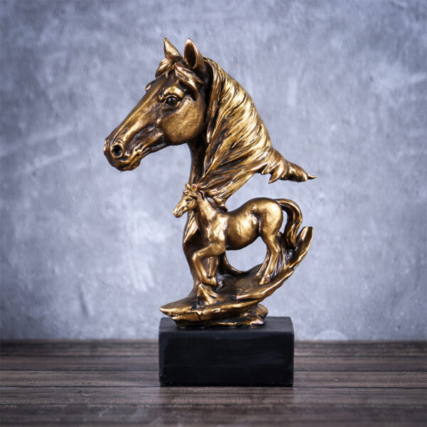 Statue Cheval en Résine Effet Bronze – Sculpture Décorative Style Européen pour Salon