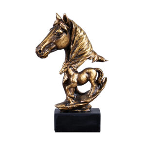 Statue Cheval en Résine Effet Bronze – Sculpture Décorative Style Européen pour Salon
