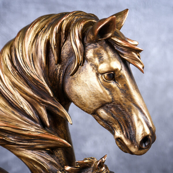 Statue Cheval en Résine Effet Bronze – Sculpture Décorative Style Européen pour Salon