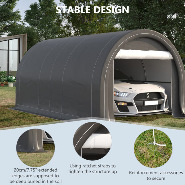 Abri Voiture Portable 3 × 4,9 m – Garage Tente Renforcé avec Porte Zippée et Bâche Anti-UV