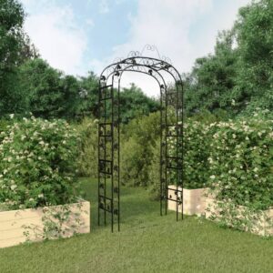 Arche de Jardin Noire en Acier 240 cm – Support pour Plantes Grimpantes, Roses & Décoration Extérieure