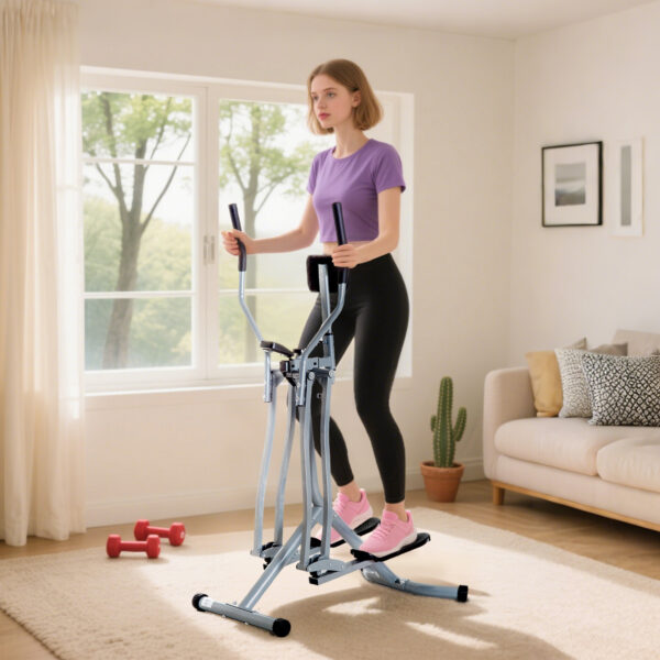 Air Walker Glider – Elliptique d’Intérieur avec Écran LCD pour Entraînement Cardio à Domicile – Gris