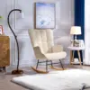 ROSAHQNDA Chaise à bascule, tissu peluche doux avec accoudoirs et dossier, chaise rembourrée décontractée, pour salon, chambre à coucher, cour