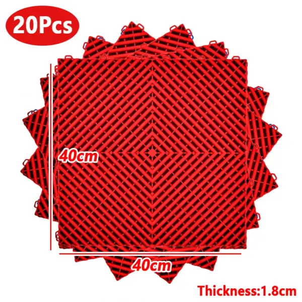 20 pièces/ensemble de dalles de sol de garage noires et rouges 40*40*1.8cm, dalles de sol de garage à emboîtement, dalles de sol de garage pour lavage de voitures, dalles de sol en PVC à emboîtement