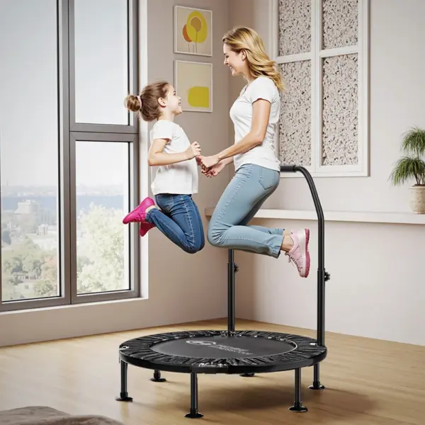 Mini Trampoline de Sport pliable pour exercices d'intérieur et d'entraînement, Rebounder, avec poignée, pour exercices corporels de Fitness intérieur/extérieur