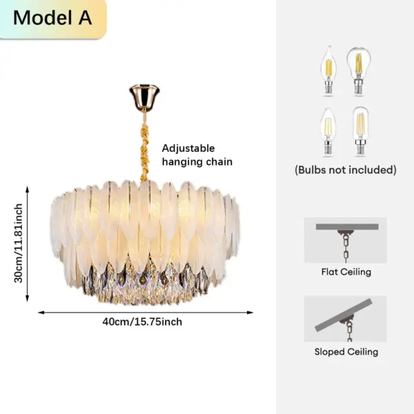 Lustre en cristal à plumes de luxe, luminaire suspendu, lampe de plafond articulée pour salon, chambre à coucher, cuisine, bureau, hôtel