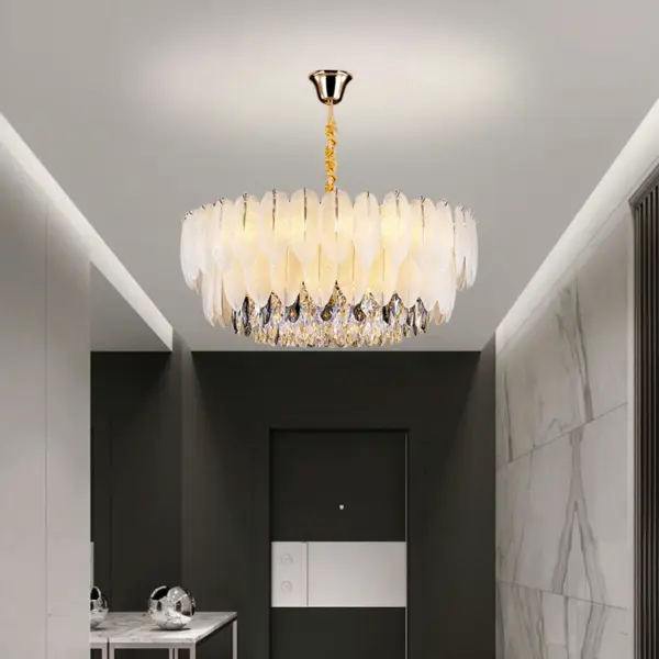 Lustre en cristal à plumes de luxe, luminaire suspendu, lampe de plafond articulée pour salon, chambre à coucher, cuisine, bureau, hôtel