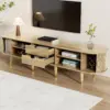 Anajqaqia Meuble TV 175x38x45 cm avec porte coulissante en rotin, 2 tiroirs, meuble TV avec compartiments ouverts, meuble TV pour le salon