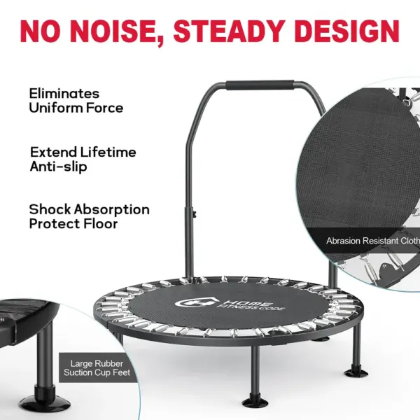 Mini Trampoline de Sport pliable pour exercices d'intérieur et d'entraînement, Rebounder, avec poignée, pour exercices corporels de Fitness intérieur/extérieur