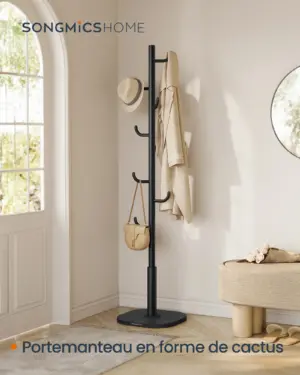 Portemanteau en Forme de Cactus, Porte-manteau sur Pied, 8 Crochets avec Extrémités Recourbées vers le Haut, Hauteur 175,3 cm, pour Vêtements, Chapeaux, Sacs