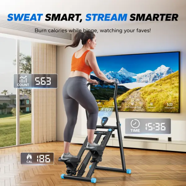 MERACH escalier Stepper nouvelle Version verticale compacte pliante grimpeur d'exercice avec plage de marche étendue guidon et pédales réglables