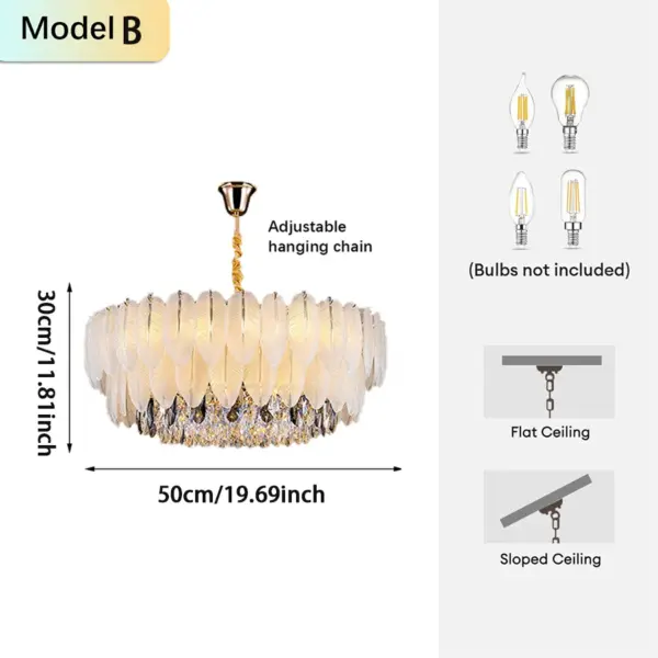 Lustre en cristal à plumes de luxe, luminaire suspendu, lampe de plafond articulée pour salon, chambre à coucher, cuisine, bureau, hôtel