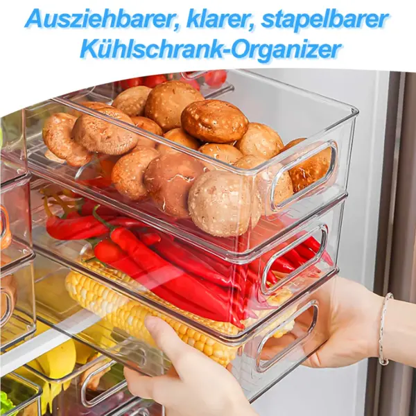 Organisateur de réfrigérateur empilable avec poignée – Lot de 6 ou 10 boîtes de rangement