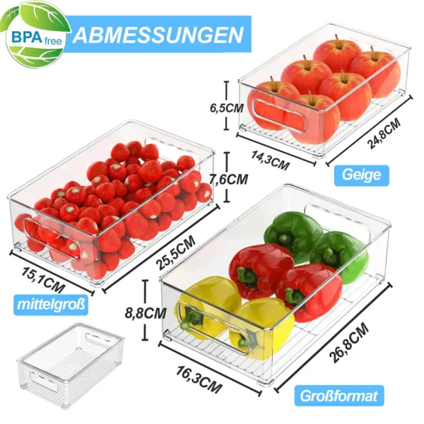 Organisateur de réfrigérateur empilable avec poignée – Lot de 6 ou 10 boîtes de rangement