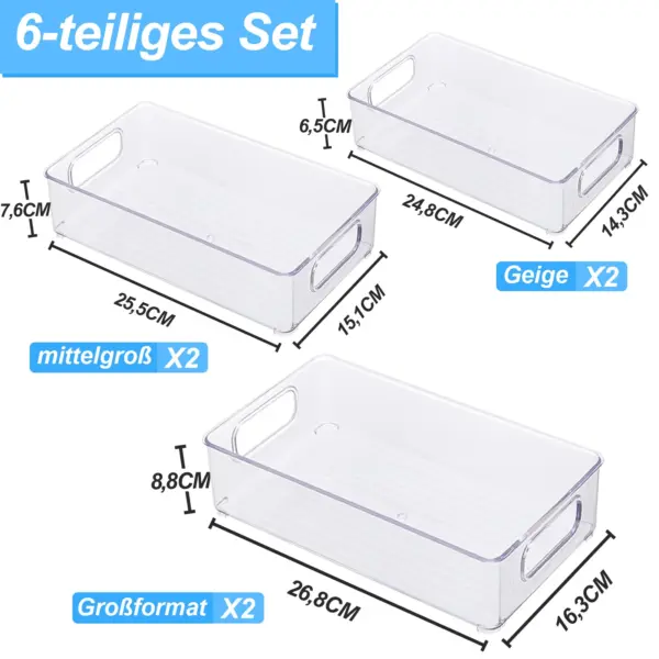 Organisateur de réfrigérateur empilable avec poignée – Lot de 6 ou 10 boîtes de rangement