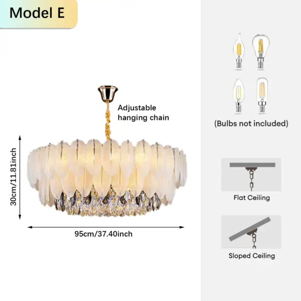 Lustre en cristal à plumes de luxe, luminaire suspendu, lampe de plafond articulée pour salon, chambre à coucher, cuisine, bureau, hôtel