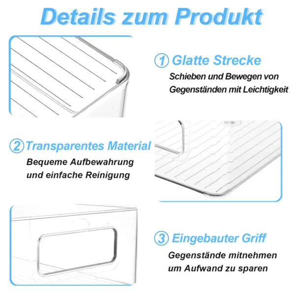 Organisateur de réfrigérateur empilable avec poignée – Lot de 6 ou 10 boîtes de rangement