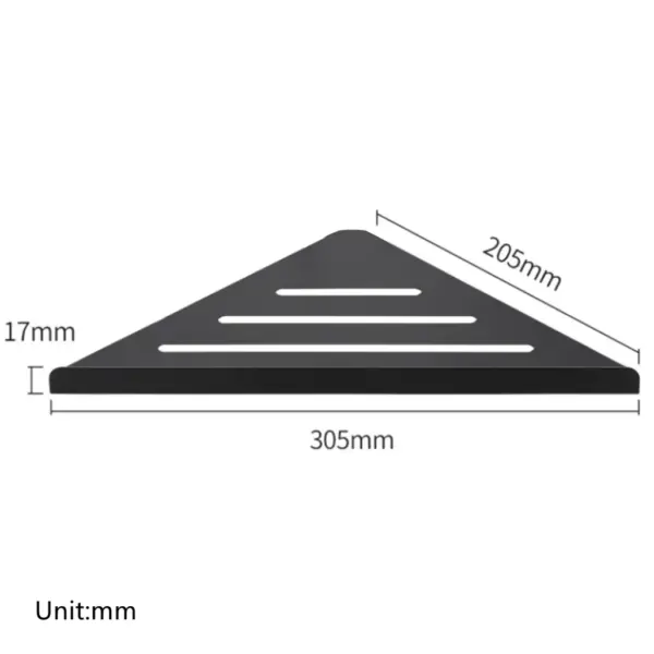 Étagère d'organisation de salle de bain en aluminium noir, 1 à 3 niveaux, étagère d'angle triangulaire, fixation par clou/colle, rangement universel pour les articles de salle de bain