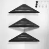 Étagère d'organisation de salle de bain en aluminium noir, 1 à 3 niveaux, étagère d'angle triangulaire, fixation par clou/colle, rangement universel pour les articles de salle de bain