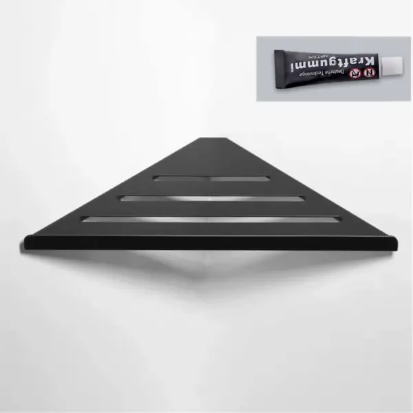 Étagère d'organisation de salle de bain en aluminium noir, 1 à 3 niveaux, étagère d'angle triangulaire, fixation par clou/colle, rangement universel pour les articles de salle de bain