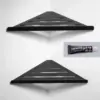 Étagère d'organisation de salle de bain en aluminium noir, 1 à 3 niveaux, étagère d'angle triangulaire, fixation par clou/colle, rangement universel pour les articles de salle de bain