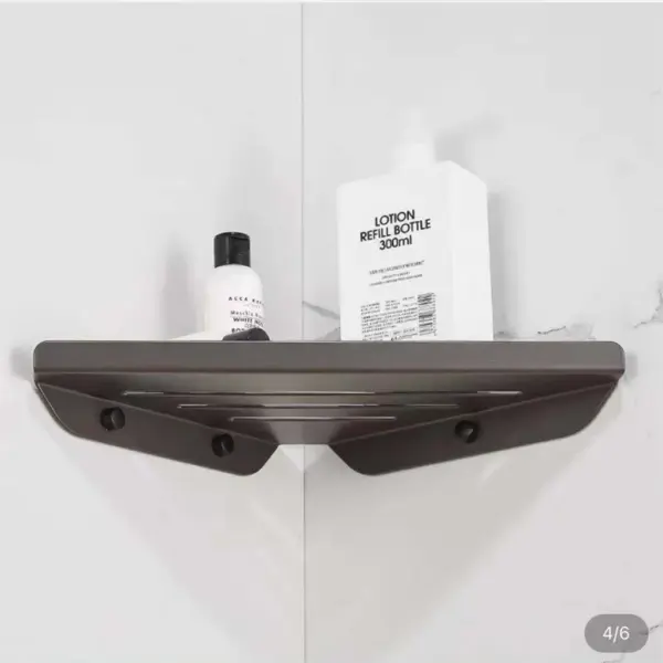 Étagère d'organisation de salle de bain en aluminium noir, 1 à 3 niveaux, étagère d'angle triangulaire, fixation par clou/colle, rangement universel pour les articles de salle de bain