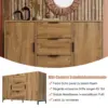 Armoire buffet avec 2 portes et 3 tiroirs en bois massif, rangement pratique pour le salon