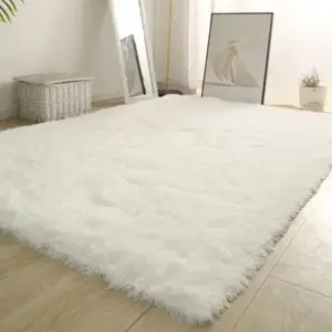 Tapis de hall moelleux blanc, tapis épaissi, antidérapant, salon moderne, chambre à coucher, décoration d'intérieur, chambre d'enfant, rose, fourrure, lea