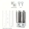Distributeur de savon mural salle de bains 2 chambres, distributeur de savon liquide transparent pour douche, distributeur de shampoing et de revitalisant pour douche