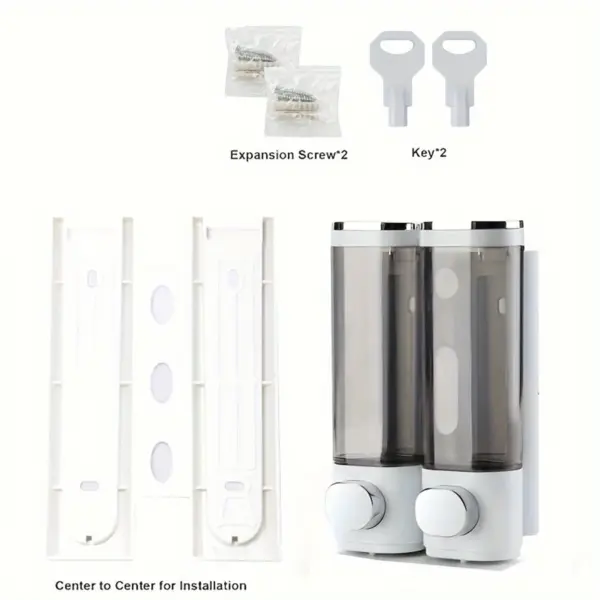 Distributeur de savon mural salle de bains 2 chambres, distributeur de savon liquide transparent pour douche, distributeur de shampoing et de revitalisant pour douche