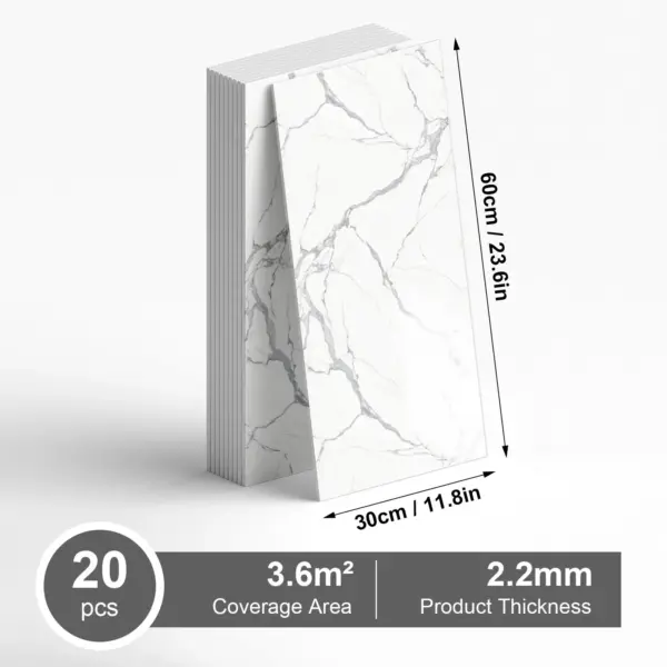 Carrelage adhésif mural 3D effet marbre – Autocollant vinyle pour mur, cuisine et salle de bain