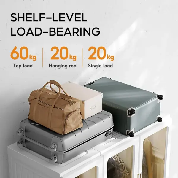 Armoire portable, organiseur de rangement pour chambre à coucher, armoire en plastique avec porte 104 x 136 x 50 cm