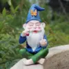Statue de Gnome de jardin en résine, Figurine de fumer, doigt du milieu, étagère de bureau, décoration artistique de jardin de maison