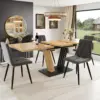 Table de salle à manger extensible 120/160 x 80 x 76 cm, table de cuisine moderne en bois de style farmhouse, avec finition bois et pieds en forme d'ailes