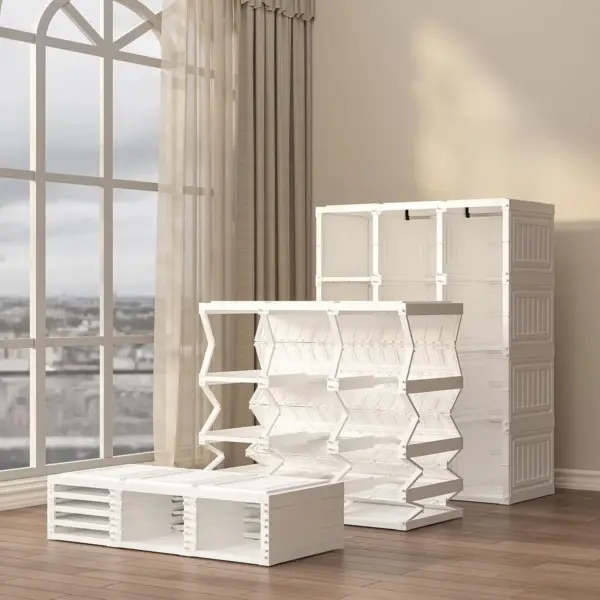 Armoire portable, organiseur de rangement pour chambre à coucher, armoire en plastique avec porte 104 x 136 x 50 cm