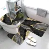3 pièces ensembles tapis de bain en marbre noir lignes grises or Art géométrique abstrait créatif maison salle de bain porte tapis anti-dérapant couvercle de toilette tapis