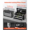 SucceBuy Boîte à outils en métal à 3 tiroirs de 20 pouces, coffre à outils noir/rouge avec doublures EVA, organisateur d'outils multifonction pour garage et atelier